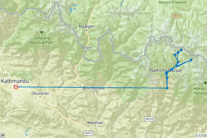 Map of Island Peak Climbing with EBC