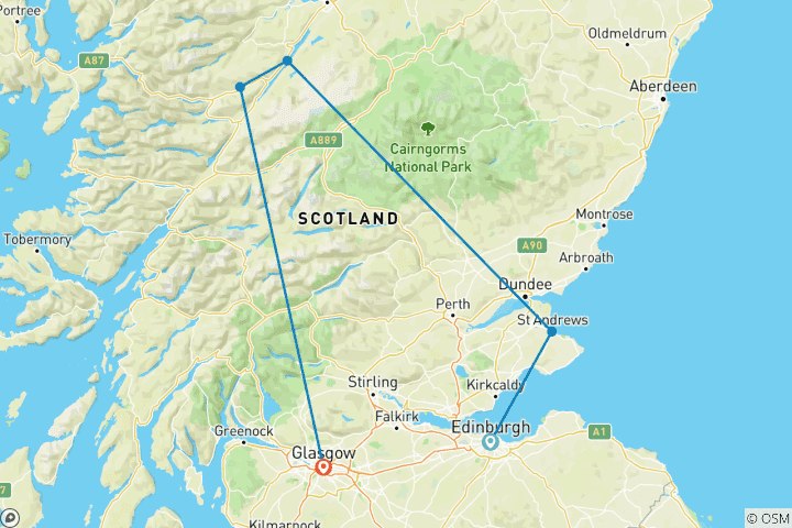 Mapa de Escocia en una semana (Clásico, Verano)
