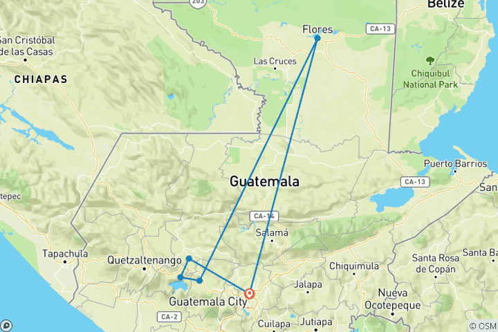 Map of Basic Guatemala - 8 days