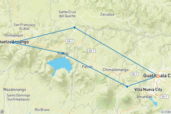 Mapa de Guatemala: Carretera maya y Harley Davidson - 7 días