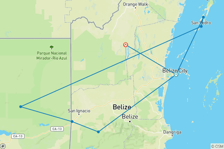Map of Incredible Belize - 8 days