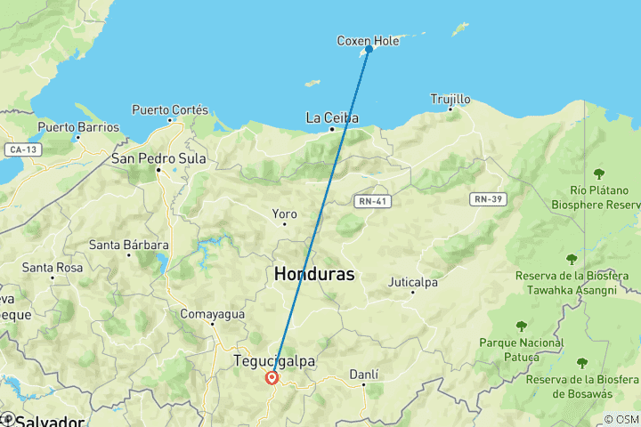 Carte du circuit Honduras : Tegucigualpa, Roatán, Valle de Ángeles - 6 jours