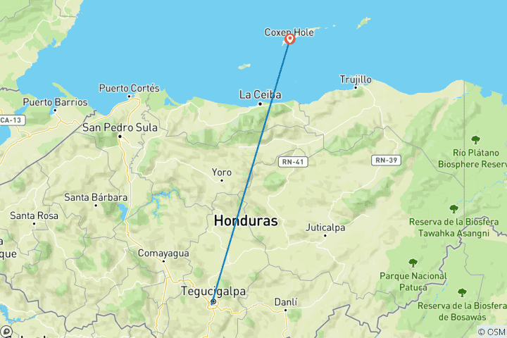 Map of Honduras: Tegucigualpa, Roatán, Valle de Ángeles - 6 days