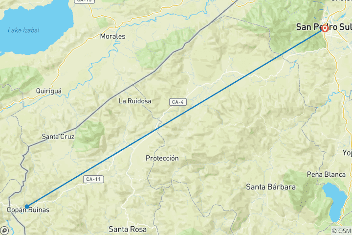 Carte du circuit Honduras : San Pedro Sula et les ruines de Copan - 4 jours