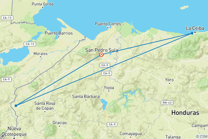 Carte du circuit Les points forts du Honduras - 6 jours