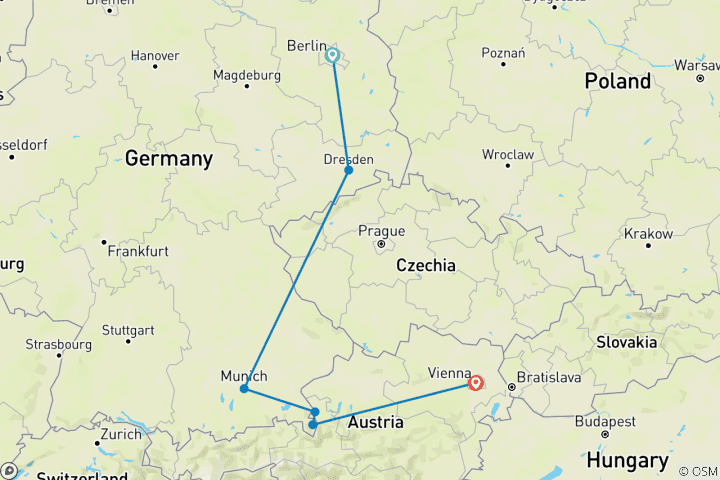 Map of Oktoberfest, the Germanic Experience (11 Days) (6 destinations)