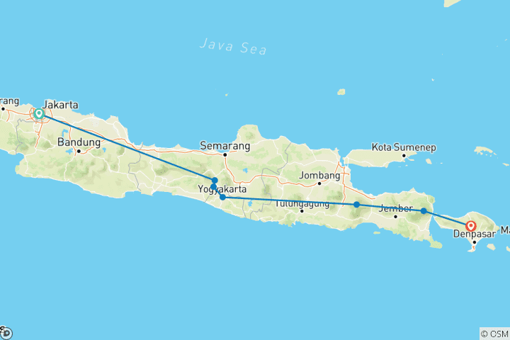 Carte du circuit Circuit sur mesure des volcans et de la nature en Indonésie, départ quotidien