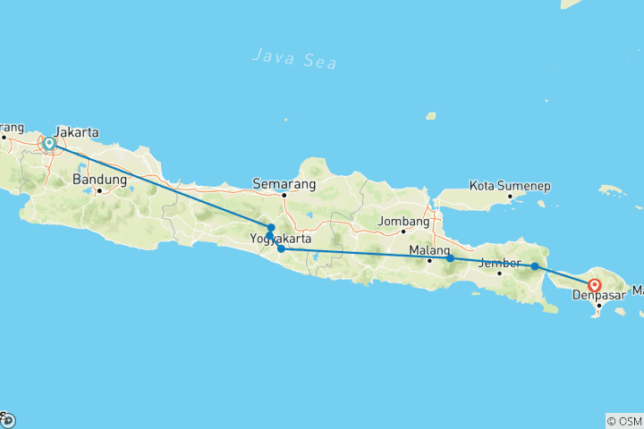 Carte du circuit Circuit sur mesure des volcans et de la nature en Indonésie, départ quotidien