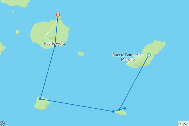 Map of Galapagos Cruise - South East Islands in 4 Days aboard the Monserrat