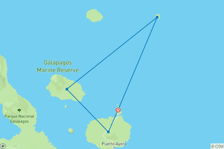 Karte von Galapagos-Kreuzfahrt - Zentrale und nördliche Inseln in 4 Tagen an Bord der Monserrat