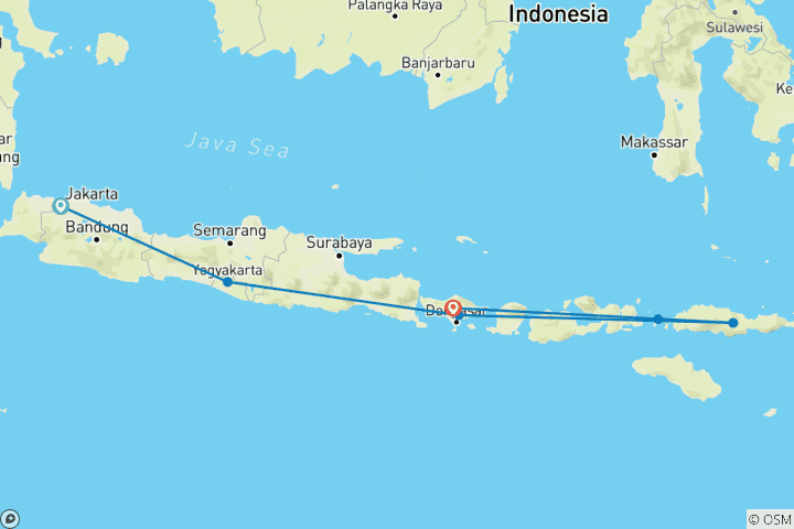 Carte du circuit Voyage sur mesure en Indonésie, sans groupe et avec départ quotidien