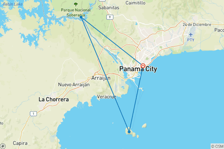 Map of Panama Circuit, Taboga and Gamboa - 6 days
