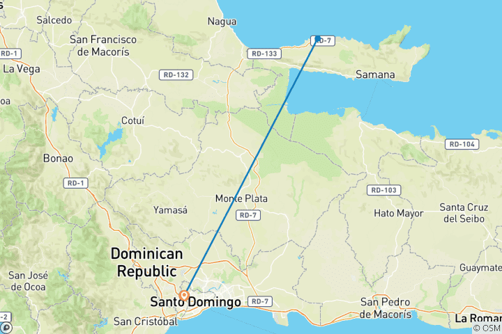Map of Dominican Republic: Merengue Circuit - 6 days