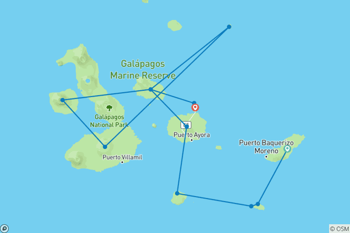 Map of Galapagos Cruise - Discover Southeast, North & West Islands in 11 Days aboard the Monserrat