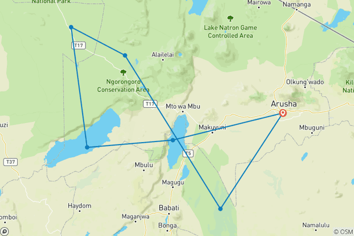 Map of Tailor-Made Private Tanzania Northern Circuit Trip