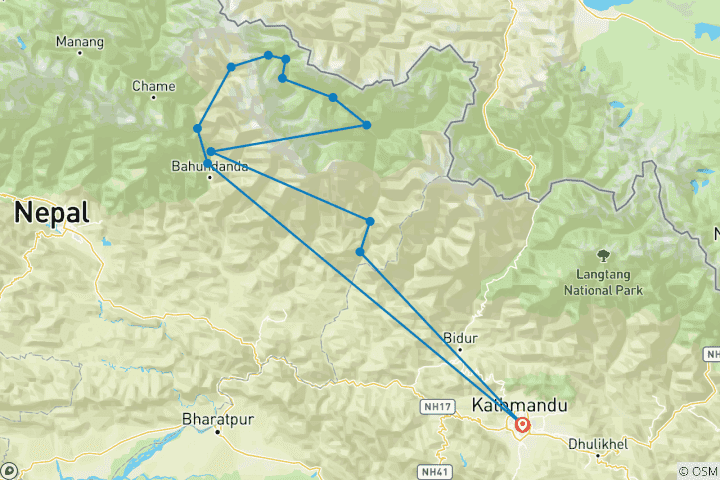 Mapa de Circuito del Manaslu - privado