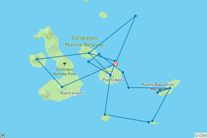 Map of Galapagos Islands Cruise - Discover Central, East, South, North & West Islands in 15 Days aboard the Monserrat