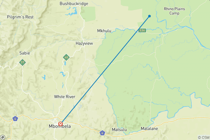 Map of 4 Days: Luxury Sabi Sand African Safari Tour - Inyati Game Lodge.
