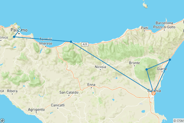 Mapa de Secretos de Sicilia - Mini Circuito de Sicilia 5 días