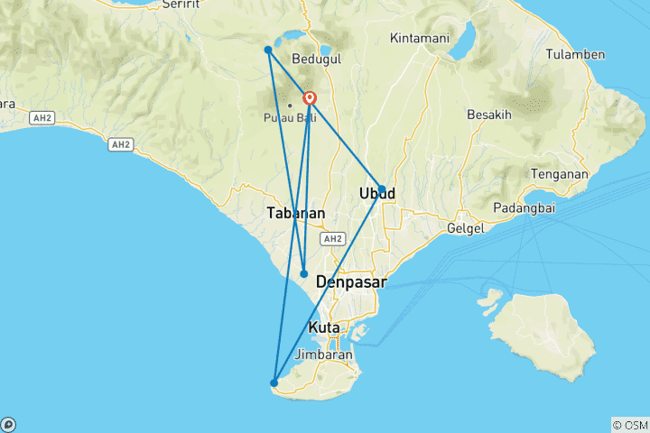 Kaart van Bali eiland vakantie op maat, lokale privégids & dagelijks vertrek