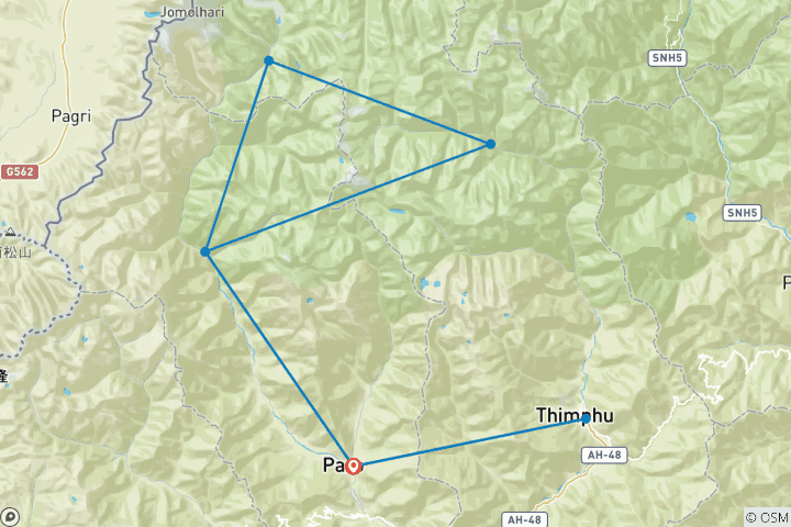 Map of Bhutan Majestic Jomolhari Basecamp Loop Trek