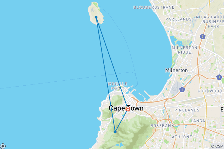 Kaart van Aangepaste 5-daagse ontdekkingstocht door Kaapstad, dagelijks vertrek & privétrip