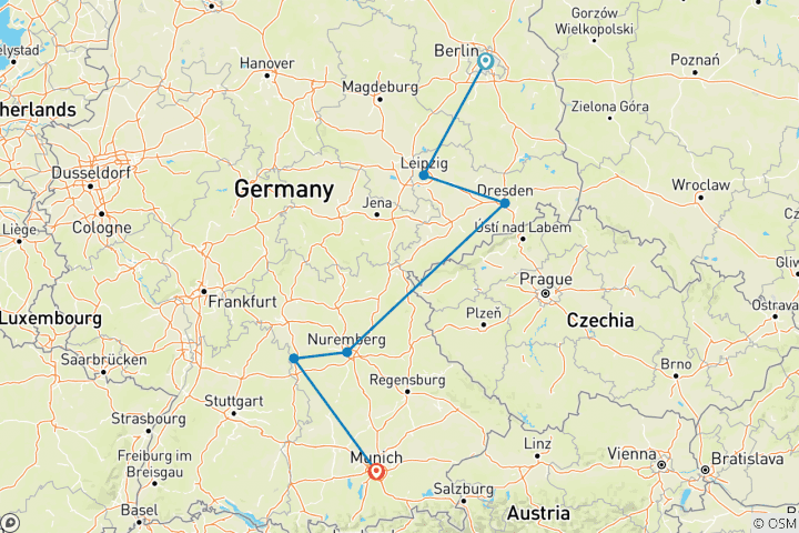 Carte du circuit Marchés de Noël en Allemagne - petits groupes, 8 jours