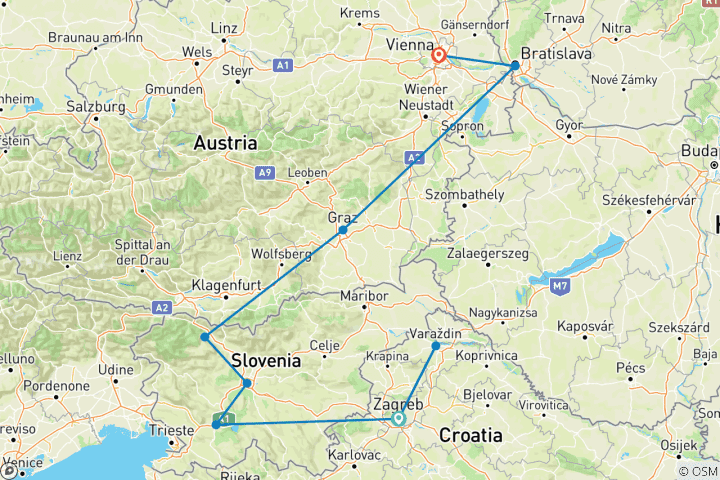 Carte du circuit Marchés de Noël de Croatie, de Slovénie et d'Autriche (Classique)