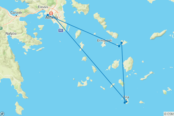 Kaart van Griekse eilandhopper (kleine groepen)