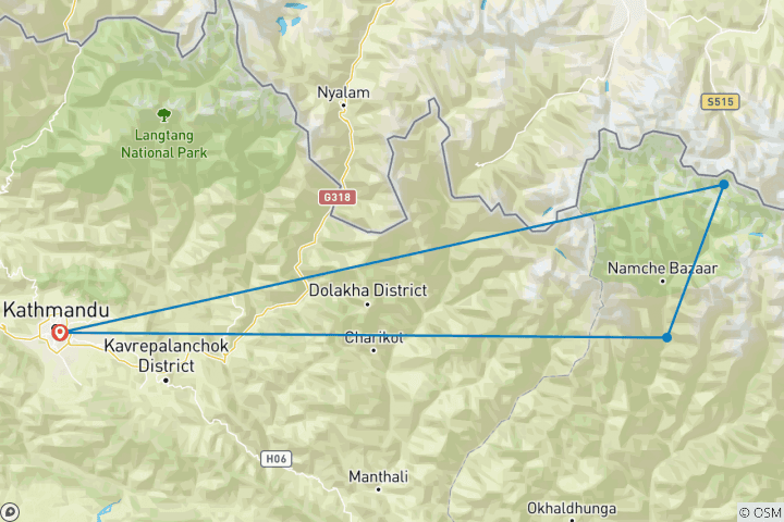 Map of Everest Base Camp sharing Helicopter Tour