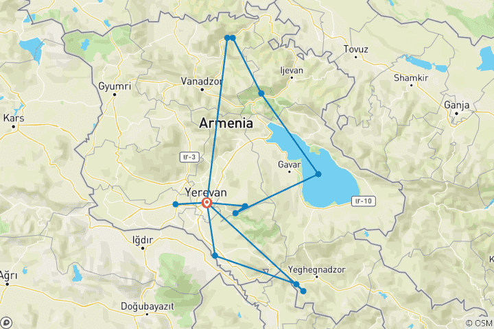 Carte du circuit Arménie - Circuit du patrimoine mondial de l'UNESCO / 2026