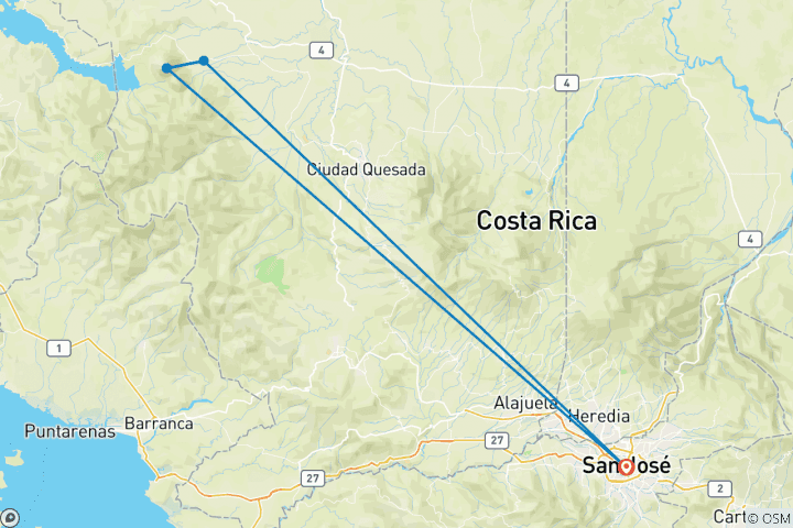 Map of Arenal Volcano Getaway, Short Break