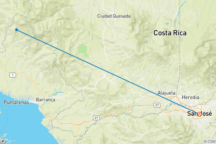 Carte du circuit Monteverde Cloudforest Essences, court séjour