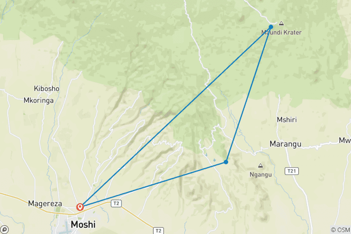 Map of Mount Kilimanjaro Trekking Day Trip