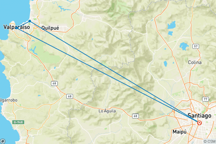 Map of 4-Day Trip Santiago