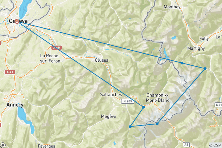 Mapa de Circuito du Mont Blanc - Suiza Francia Italia