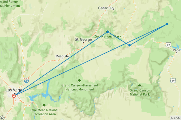 Map of USA – 5 Days Chasing Slot Canyons in Utah