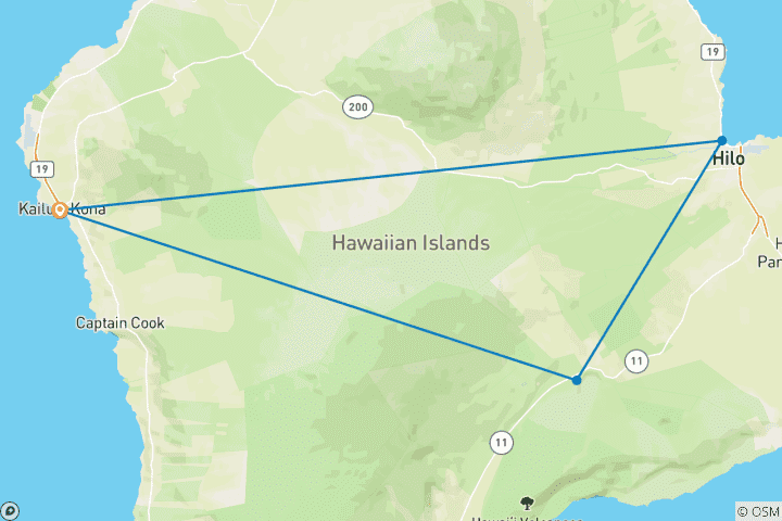 Map of USA – Hawaii Big Island Volcanoes & Beaches