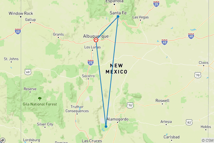 Map of USA – New Mexico Balloon Festival & Santa Fe