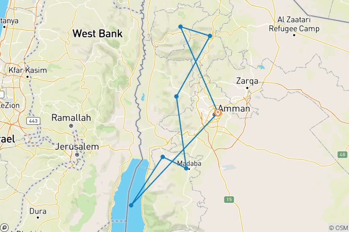 Carte du circuit Circuit privé personnalisé en Jordanie, départ quotidien - 4 jours