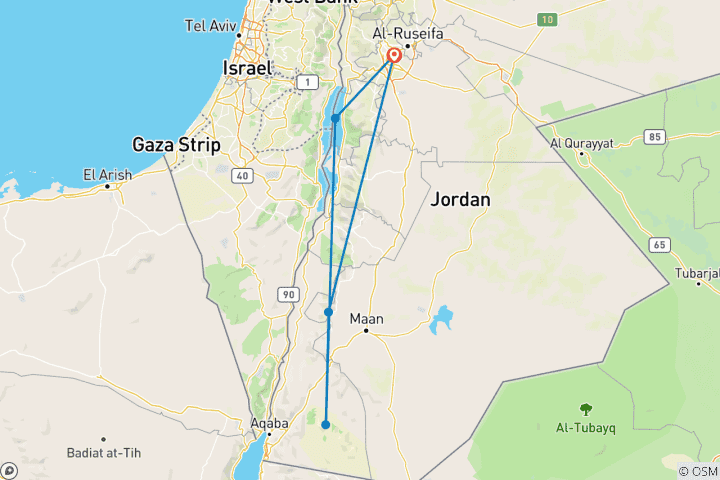 Map of 5 Days Customized Top Jordan Family Tour, Daily Start & Private Guide