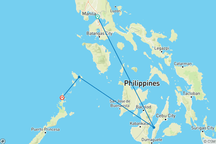 Kaart van Verken de eilanden van de Filippijnen – 13 dagen