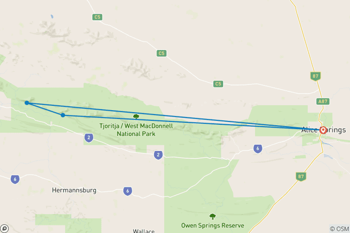 Map of Trek the Larapinta Trail (5 Days)