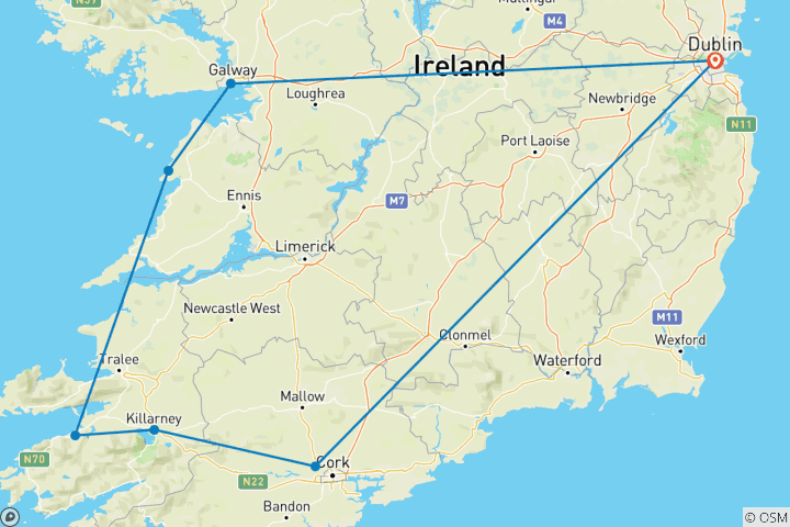 Carte du circuit Le goût de l'Irlande en autotour - 7 jours/6 nuits