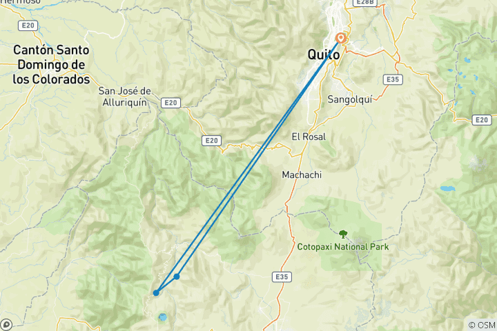 Carte du circuit Aventure des volcans de l'Équateur 5J/4N