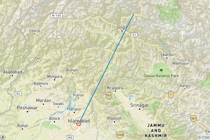 Mapa de Circuito corto por Pakistán