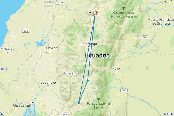 Map of Ecuador: Quito, Riobamba & Alausi - 2 days