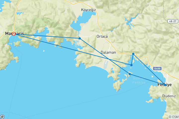 Map of Marmaris - Fethiye (7 Nights Blue Cruise)