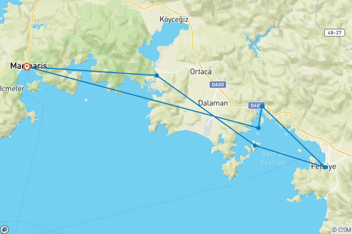 Map of Marmaris - Fethiye (7 Night Blue Cruise)