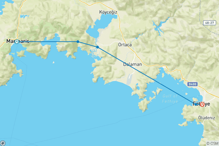 Carte du circuit De Marmaris à Fethiye (3 nuits Mini Blue Cruise)